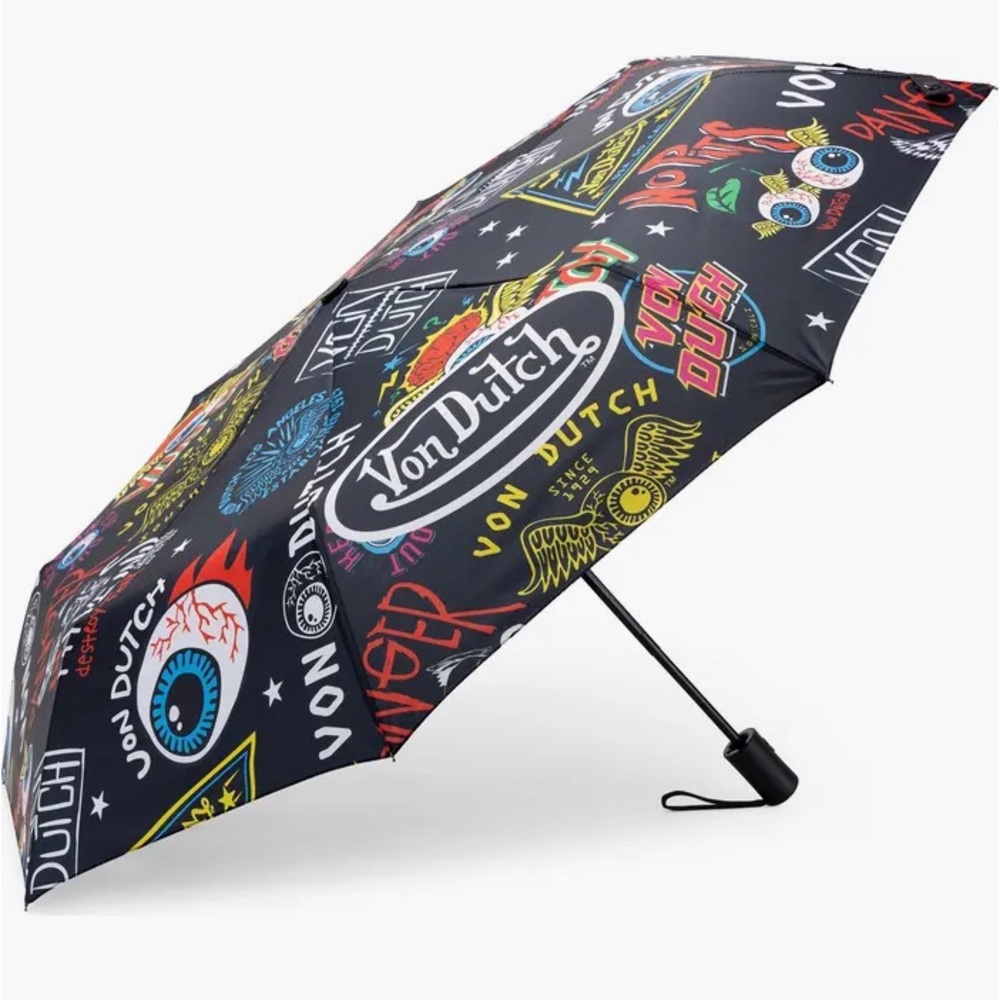 🔥CLOSET CLEAR OUT🔥NEW Von Dutch Black Jax Compact Automatic Umbrella - Picture 2 of 7
